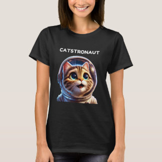 キャットストロナウト、猫宇宙飛行士、宇宙猫、面白い飛行機 Tシャツ