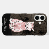 キャットスパイダーウェブかわいらしゴシックブラックピンクゴシック Case-Mate iPhoneケース (裏面 (横))