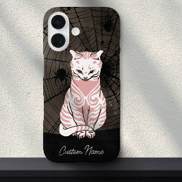 キャットスパイダーウェブかわいらしゴシックブラックピンクゴシック iPhone 16ケース