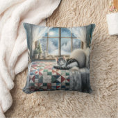 キャットスリーピングオンベッドキルト クッション (ブランケット)