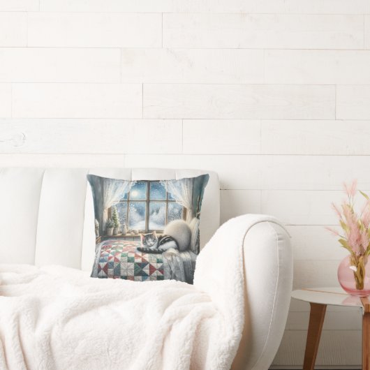 キャットスリーピングオンベッドキルト クッション (ソファ)