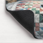 キャットスリーピングオンベッドキルト マウスパッド (コーナー)