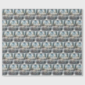 キャットスリーピングオンベッドキルト ラッピングペーパー (フラット)