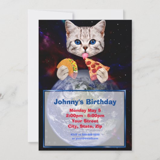 キャットタコとピザ招待状 招待状 (正面)