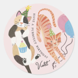 キャットタスティックパーフェクトバースデーパーティカスタムー ラウンドシール