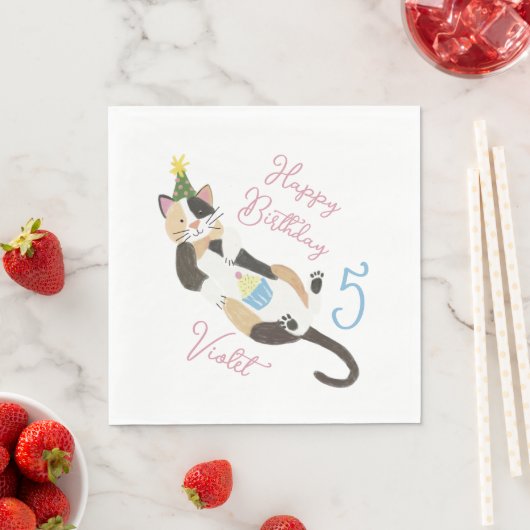 キャットタスティックパーフェクトバースデーパーティーカスタムナプキンス スタンダードランチョンナプキン (インサイチュ)