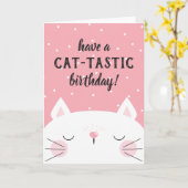 キャットタスティック誕生日ホワイトキッテン カード (黄色い花)