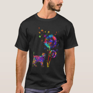 キャットタンポポ花猫水彩男性女性 Tシャツ
