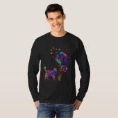 キャットタンポポ花猫水彩男性女性 Tシャツ (正面フル)
