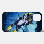 キャットダイバーとシャークのスマイル Case-Mate iPhoneケース (裏面 (横))