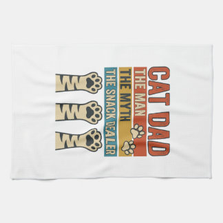 キャットダッド スナックディーラー ヴィンテージ猫好きTシャツ_1 キッチンタオル