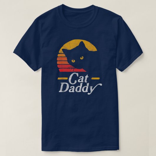 キャットダディヴィンテージ80系スタイルキャットレトロ Tシャツ (デザイン正面)