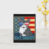 キャットダディーアメリカ国旗7月4日父の日おもしろい カード (黄色い花)