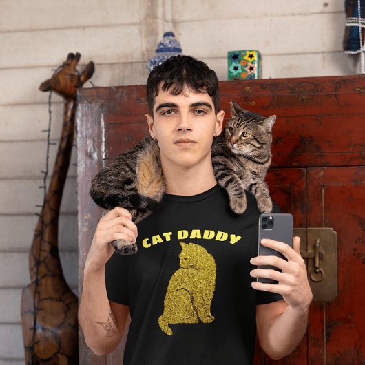 キャットダディーキャットパパグリッターTシャツ Tシャツ