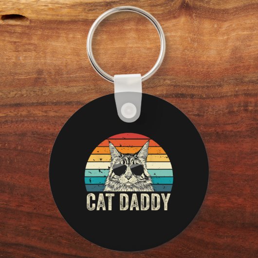 キャットダディ動揺してヴィンテージメーヌクーンキャットパパ キーホルダー (正面)