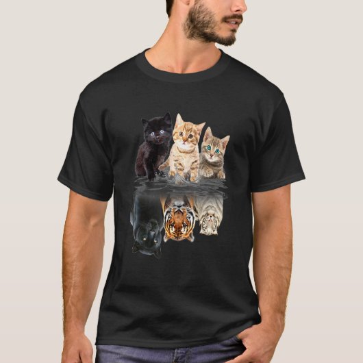 キャットチーム鏡子猫かわいい黒猫 Tシャツ (正面)