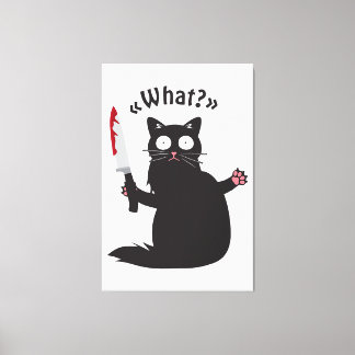 キャットッおもしろいクキャットシャツおもしろい殺意キャットW キャンバスプリント