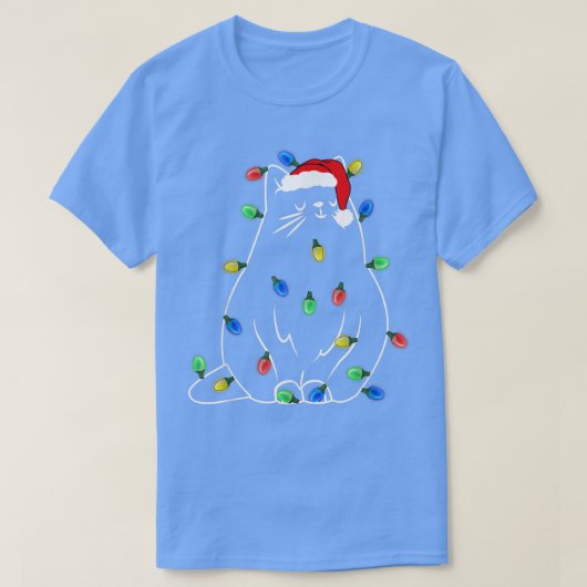 キャットツリーおもしろいクリスマスライトクリスマスパジャマ女性 Tシャツ (デザイン正面)