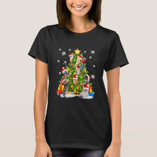 キャットツリークリスマスサンタハットクリスマス Tシャツ