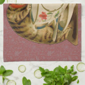 キャットティーカップキュートビクトリアンヴィンテージ キッチンタオル (折り畳み)