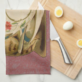 キャットティーカップキュートビクトリアンヴィンテージ キッチンタオル (四つ折り)