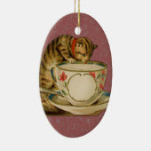キャットティーカップキュートビクトリアンヴィンテージ セラミックオーナメント (右)