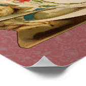 キャットティーカップキュートビクトリアンヴィンテージ ポスター (角)