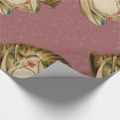 キャットティーカップキュートビクトリアンヴィンテージ ラッピングペーパー (角)