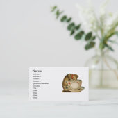 キャットティーカップキュートビクトリアンヴィンテージ 名刺 (スタンド正面)