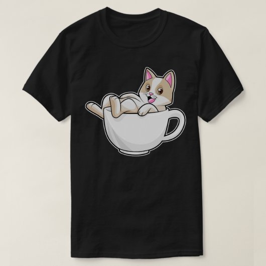 キャットティーカップ Tシャツ (デザイン正面)