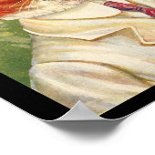 キャットテニスプレーヤーヴィンテージティールアート ポスター (角)