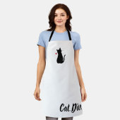 キャットディバブラックシルエットレッドローズペットおもしろい エプロン (着用した状態)