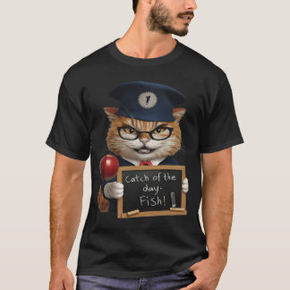 キャットデイプラン、魚をキャッチ Tシャツ