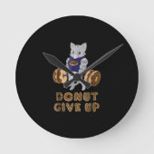 キャットデッドリフトのパワーリフティングドーナツジム ラウンド壁時計 (正面)