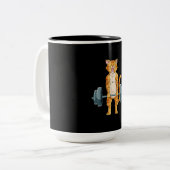 キャットデッドリフトパワーリフティングジムリフティングウェイト。 ツートーンマグカップ (正面左)