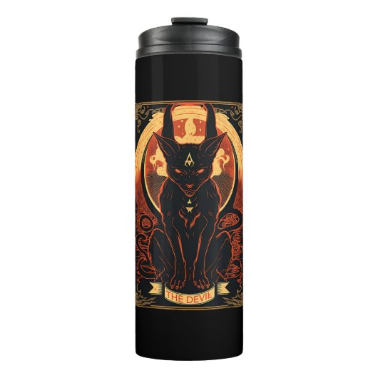 キャットデビルタロットカードグラフィックイラストレーション タンブラー (正面)