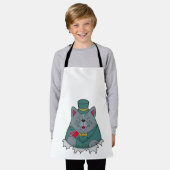 キャットトランプのポーカーとトランプのポーカーカード エプロン (着用した状態)