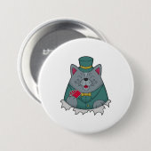 キャットトランプのポーカーとトランプのポーカーカード 缶バッジ (正面&裏面)