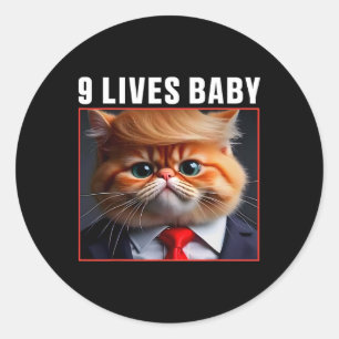 キャットトランプ9ライフバトランプおもしろいミーム ラウンドシール