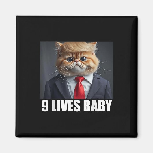 キャットトランプ9ライフベビー マグネット (正面)