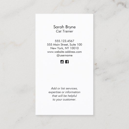 キャットトレーナー行動主義の名刺 名刺 (裏面)