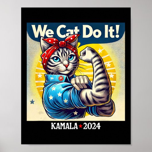 キャットドゥKamala Harris Supporter Chilless Cat La ポスター (正面)