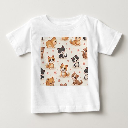 キャットドッグベビーTシャツ ベビーTシャツ (正面)