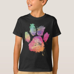 キャットドッグポープリントウォーターカラーレインボー抽象芸術アニメーション Tシャツ