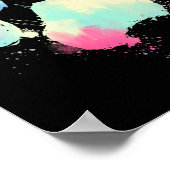 キャットドッグポープリントウォーターカラーレインボー ポスター (角)