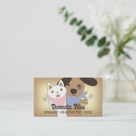 キャットドッグ自家製ペットフードシェフ名刺 名刺 (スタンド正面)