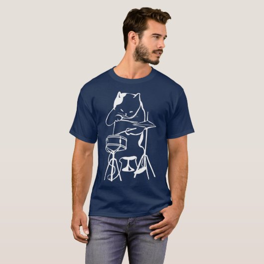 キャットドラミングJazzキャットドラマー Tシャツ (正面フル)