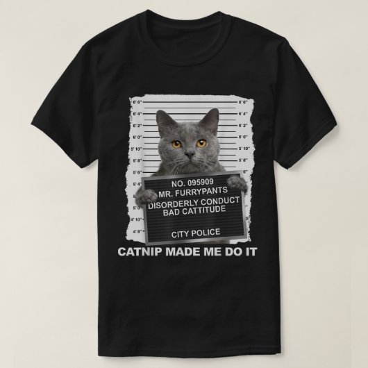 キャットニップで猫おもしろいティー Tシャツ (デザイン正面)