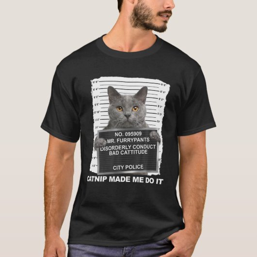 キャットニップで猫おもしろいティー Tシャツ (正面)