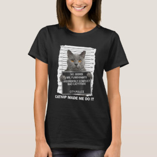 キャットニップで猫マグショットおもしろい子猫 Tシャツ